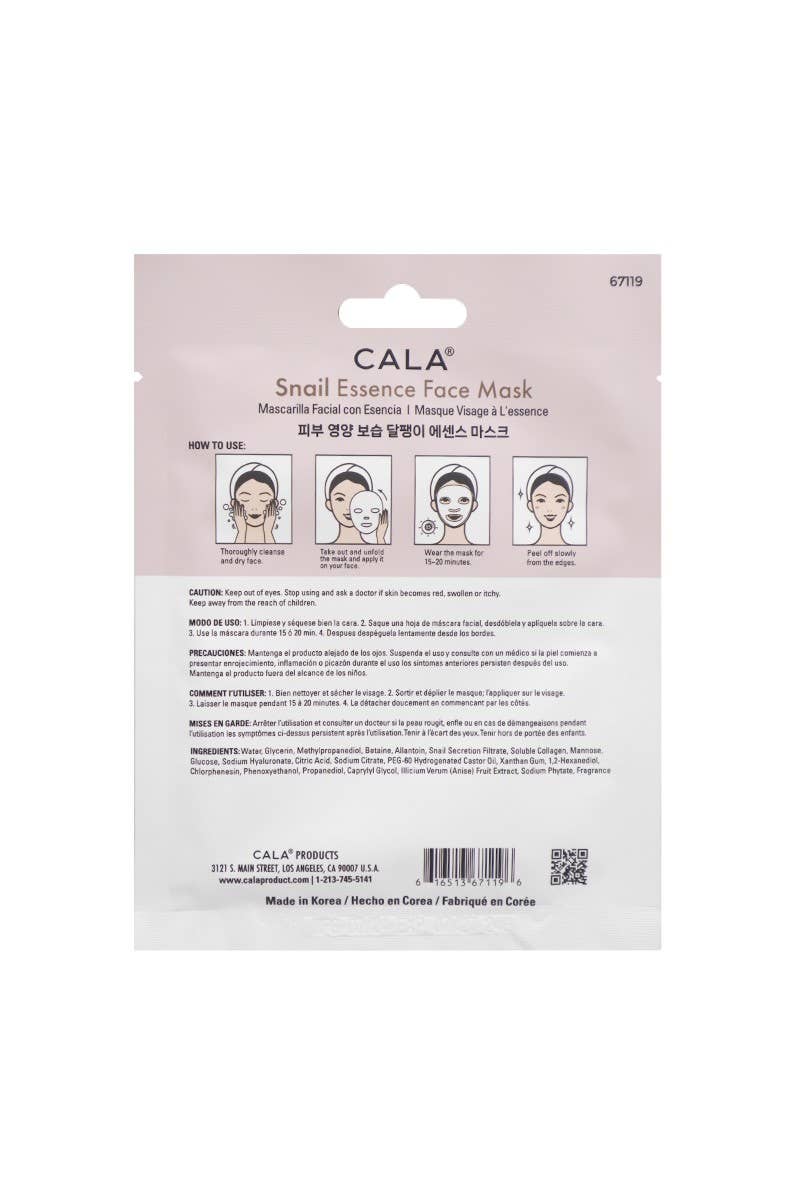 CALA Snail Essence Facial Sheet Masks 5pk